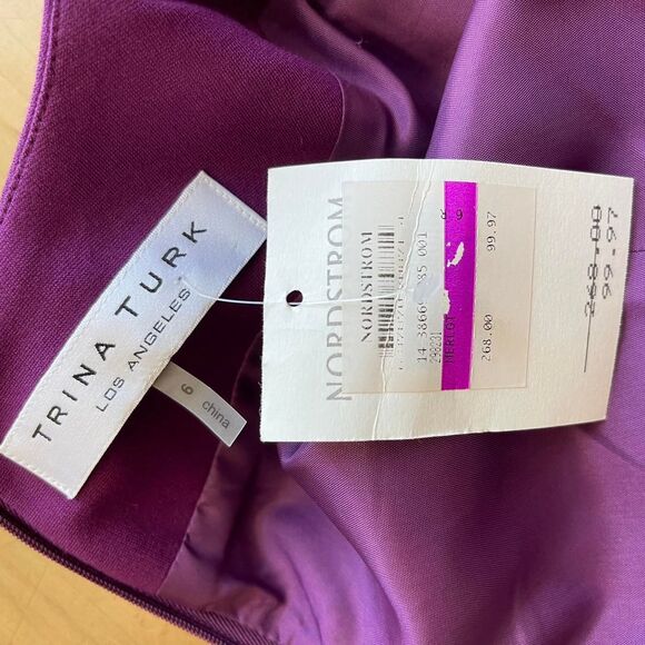 NWT Trina Turk Purple Beaded Floral Embellished Sheath Dress MSRP $268 Size 6 - Picture 6 of 8